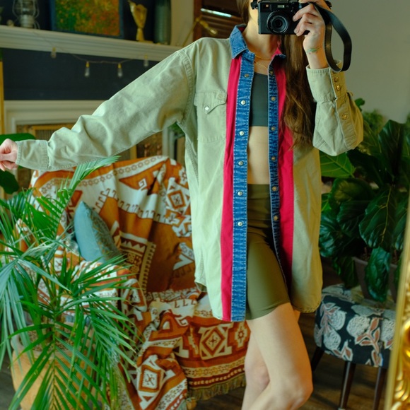 Carhartt Tops - Vintage unique western snap button up, quality, classic colors (red denim khaki)